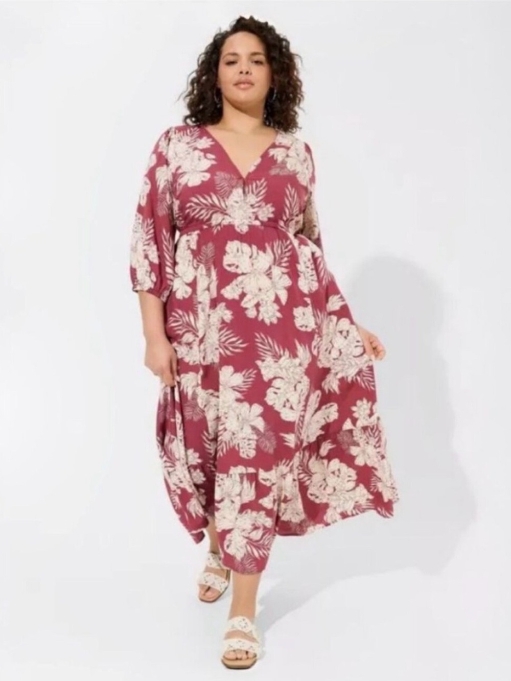 torrid Berry Floral V-Neck Maxi Dress